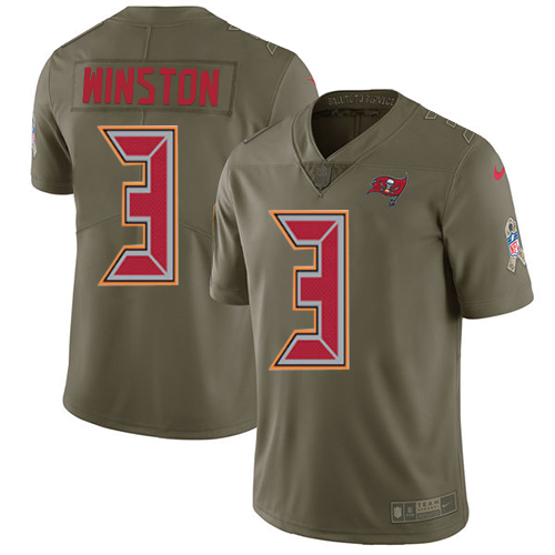 Nike Buccaneers #3 Jameis Winston Olive Men's Stitched NFL Limited Salute to Service Jersey